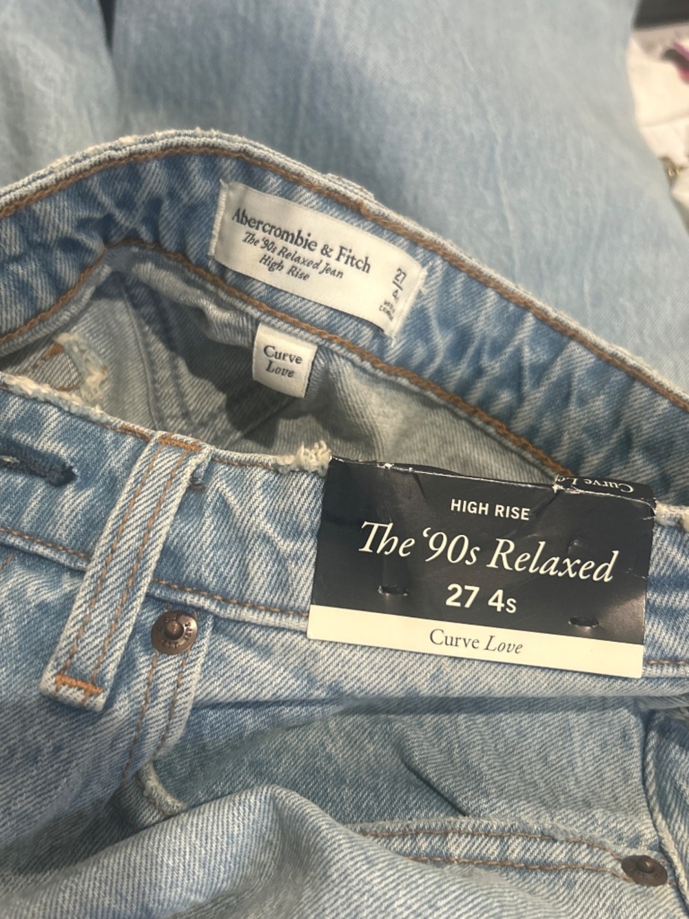 Abercrombie & Fitch The 90's Relaxed High Rise Curve Love Size 27 SHORT - Picture 12 of 12